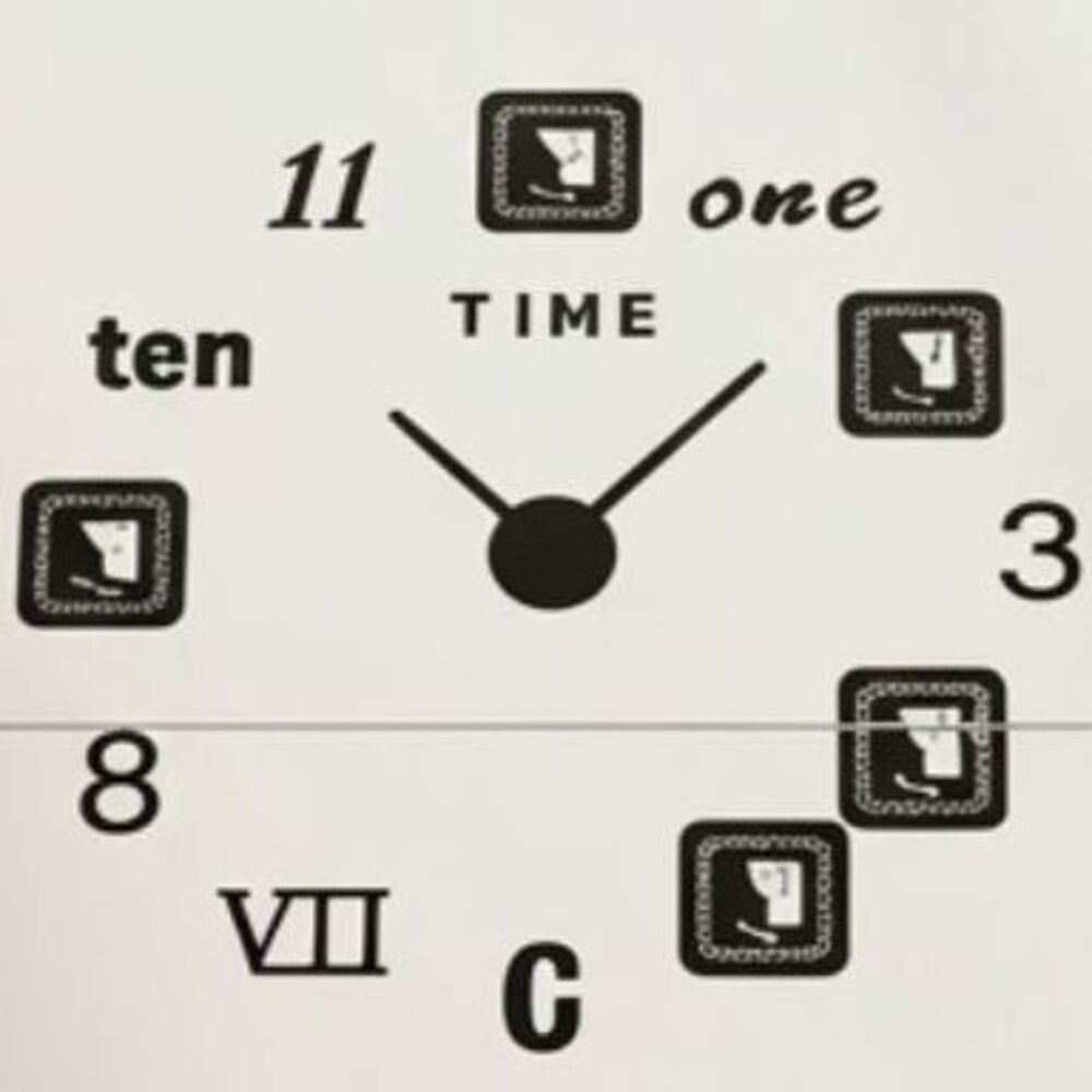 Digital Puzzle Style Modern Large 3D Wall Clock Frameless Mute Decorative BLACK